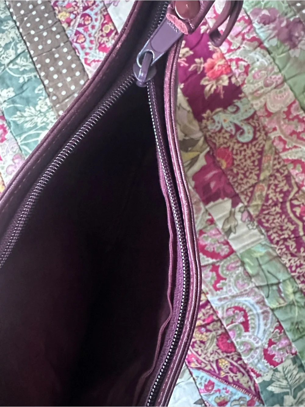 Vintage Women's Leather Wristlet Clutch in Burgundy